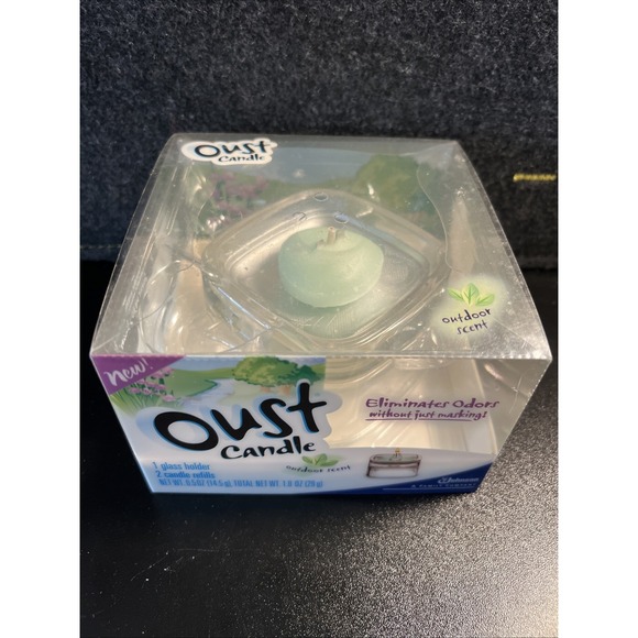 Oust Other - Oust Candle Set 1 Glass Holder & 1 Candle Refill - Outdoor Scent READ
